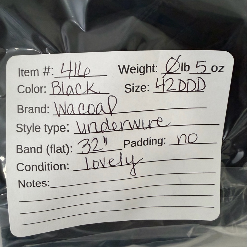 Wacoal Black Sheer Mesh Underwire Bra 42DDD Unlined Support Lace Detail - Picture 4 of 4